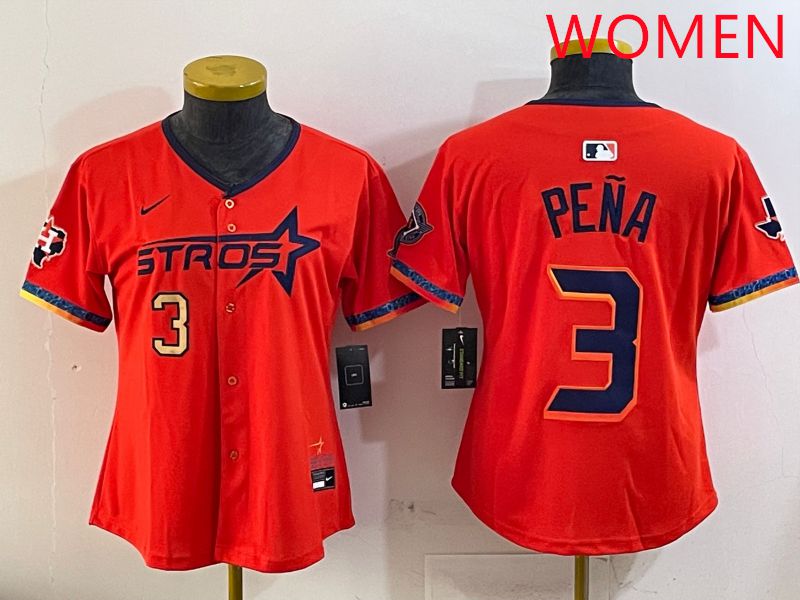 Women Houston Astros 3 Pena Orange Fourth generation Joint Name Nike 2025 MLB Jersey style 3